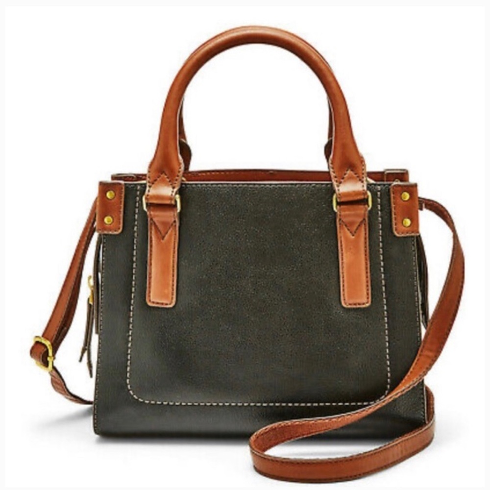 Fossil Black and Brown Satchel